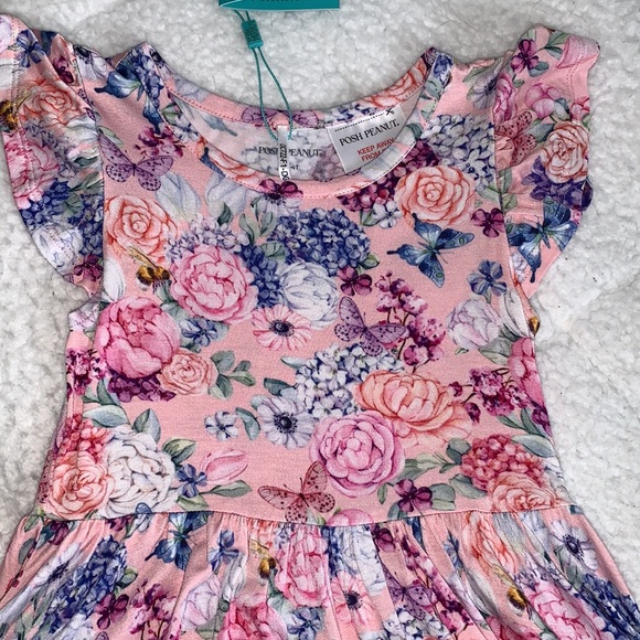 NWT Posh Peanut Lyric Ruffled Twirl Dress Pink Floral 3/4 - Picture 3 of 11